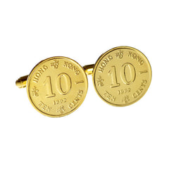 Elizabeth II & Bauhinia Ten cents coin cufflinks - small